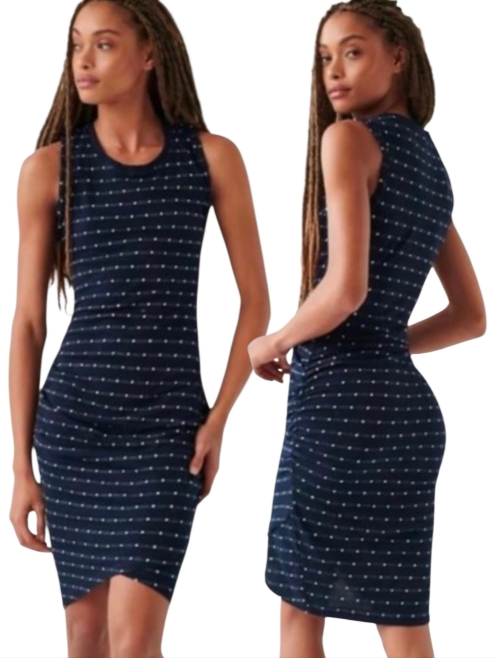 ANTHROPOLOGIE x Saturday Sunday Caryn Navy Blue Polkadot Mini Dress - Size S - Picture 2 of 13